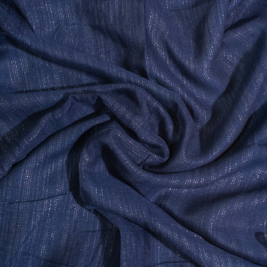 Navy Blue - Shimmering Silver Turkish Lawn Hijab